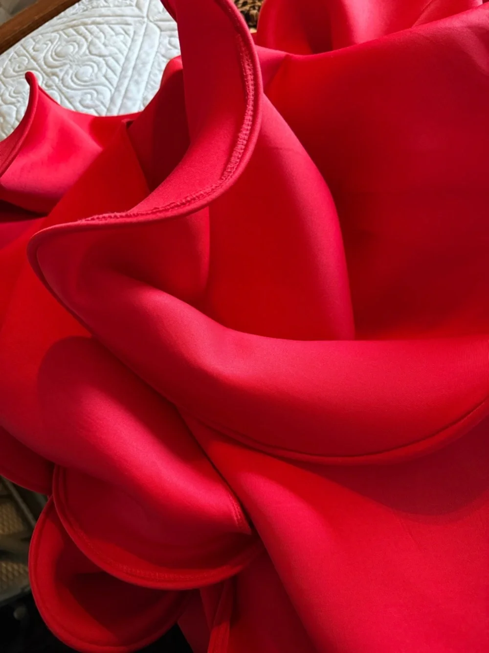 Off-Shoulder Red High-Low Ruffle Formal Dress - Picture 13 of 13